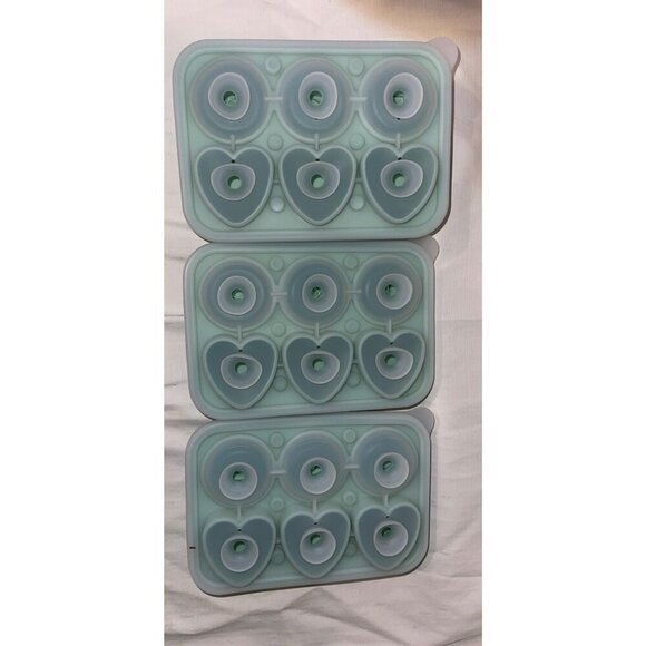 Set of 3 Food Grade Silicone Floral/Heart Ice Cube Trays - Picture 2 of 3
